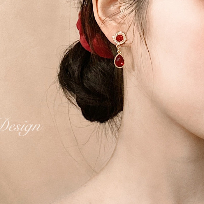 Wholesale Ruby Drop Earrings JDC-ES-WuN005