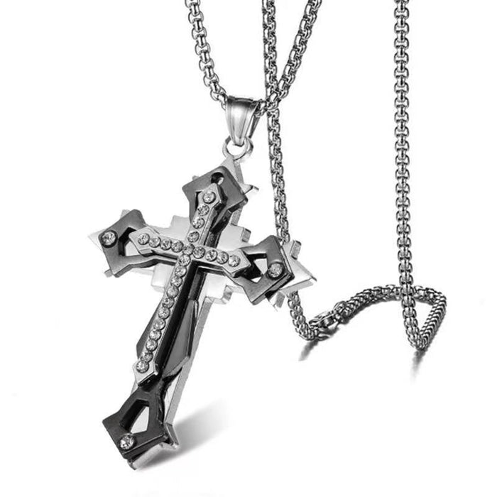 Wholesale Alloy Diamond Cross Men's Necklace JDC-NE-DanYuan007