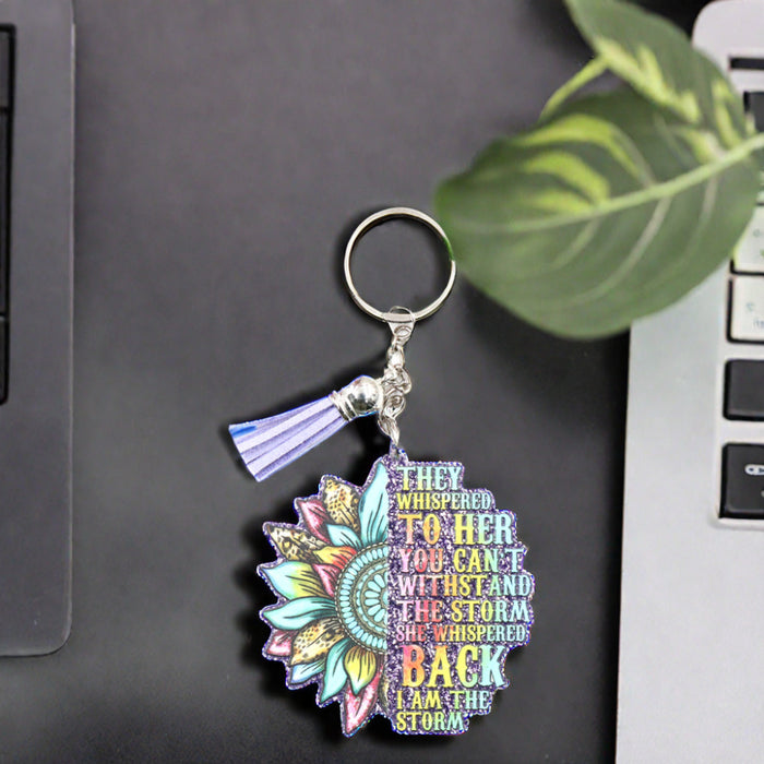 Wholesale Inspirational Flower UV Printed Plastic Coin Holder Keychain JDC-KC-XiaoYan004