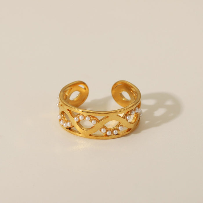 Wholesale Ring stainless steel light luxury personalized design ring gold bracelet