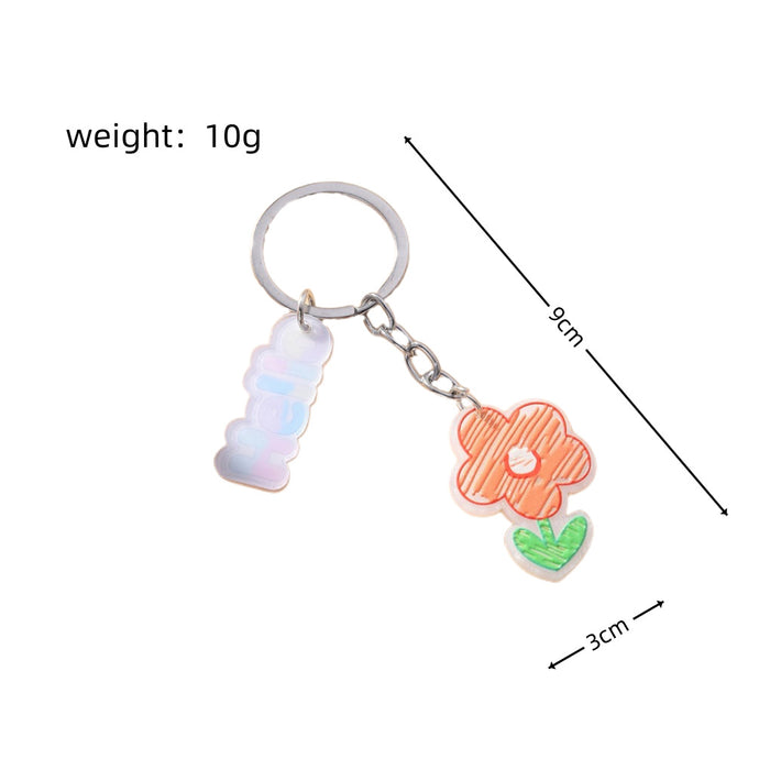 Wholesale Acrylic Orange Flower Alphabet Keychain JDC-KC-RongR017