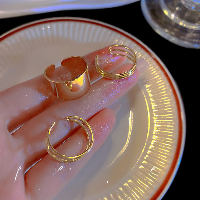 Wholesale Double layered fashionable ring for women with versatile temperament, metal circle index finger ring