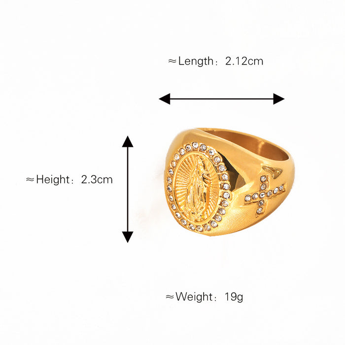 Wholesale Hip-Hop Jewelry Titanium Steel Gold-Plated Diamond Men' s Ring