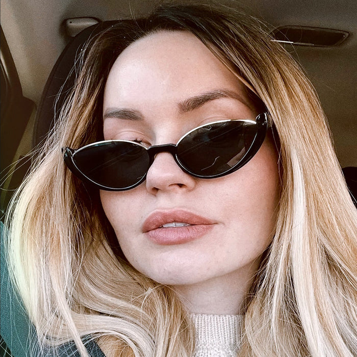 Wholesale Cat eye half frame sunglasses, niche retro glasses, fashionable and personalized sunglasses