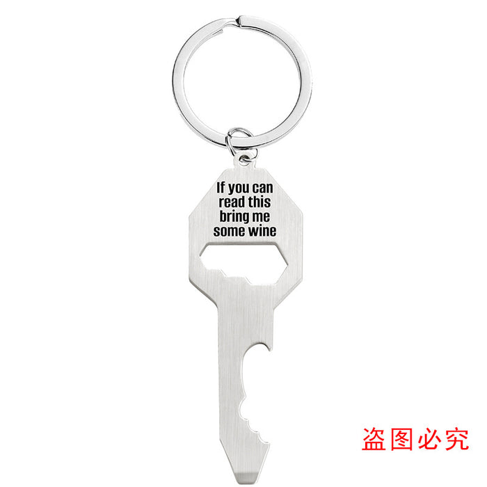 Wholesale Multifunctional Bottle Opener Screwdriver Wrench Father's Day Alloy Keychain JDC-KC-GangGu047