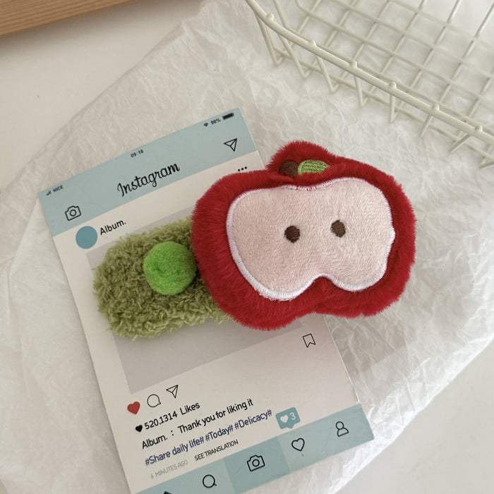 Wholesale Cute Red Apple Furry Hair Clips