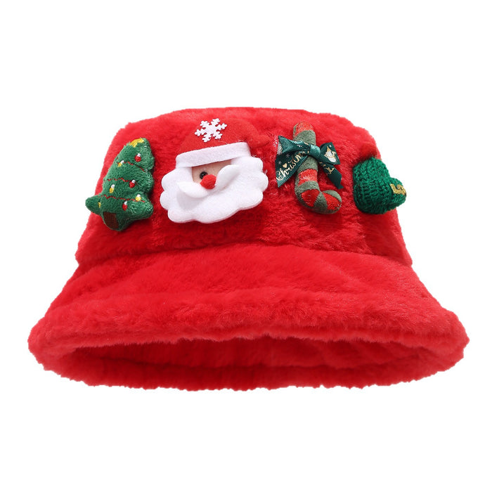 Wholesale Christmas-themed women' s winter warm faux rabbit fur bucket Fashionhat