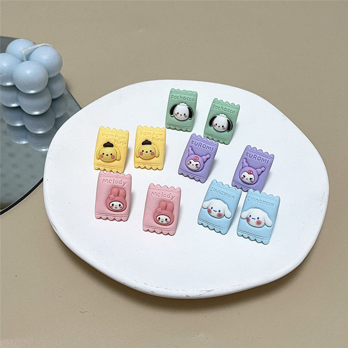 Wholesale Resin Earrings Simple Cartoon Candy Shape (S) JDC-ES-shier006