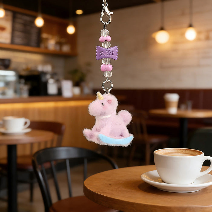 Wholesale Cartoon Flocked Rocking Horse Keychain