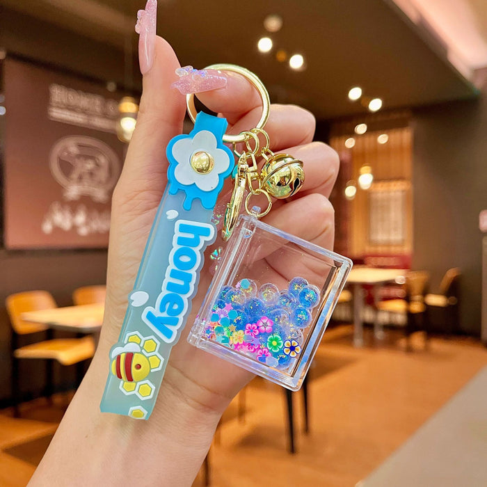 Wholesale Acrylic Quicksand Bottle Oil Keychain JDC-KC-JinM006