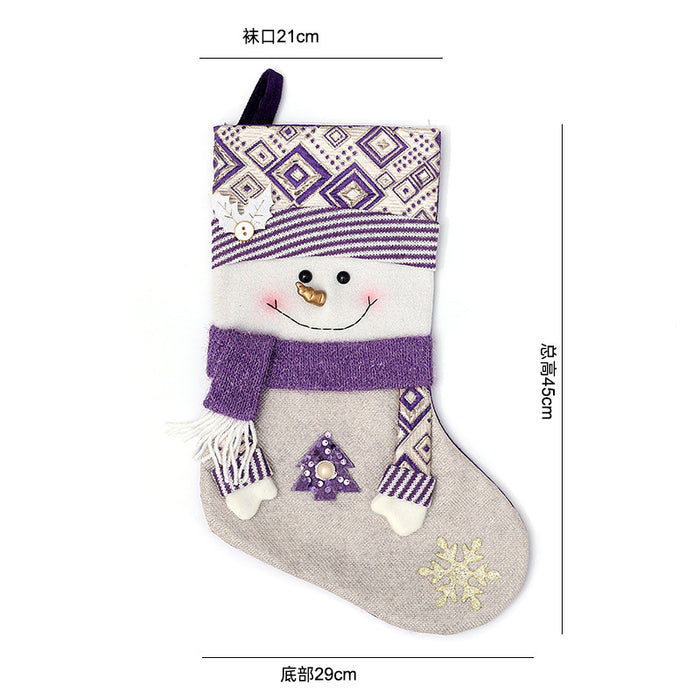 Wholesale Christmas Socks Children' s Gift Bag Pink Cartoon Roof Old Man Candy Gift Decoration Supplies Christmas Tree