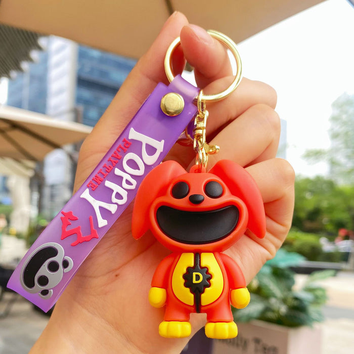Wholesale Cute silicone smiling animal keychain
