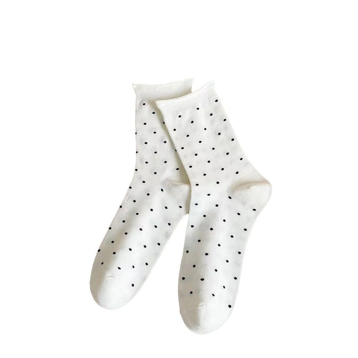 Wholesale Solid color cotton polka dot socks with anti odor, sweat absorbing, rolled edges and breathable midsole