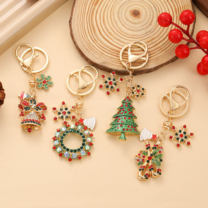 Wholesale Christmas Tree Keychain Zinc Alloy Red Fruit Design Car Key Bag Charm MOQ≥2