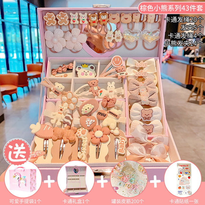 Wholesale Children' s New Headwear Girl Birthday Gift Jewelry Box Princess Girl Hair Accessories Set Gift Box Baby Hair Clip