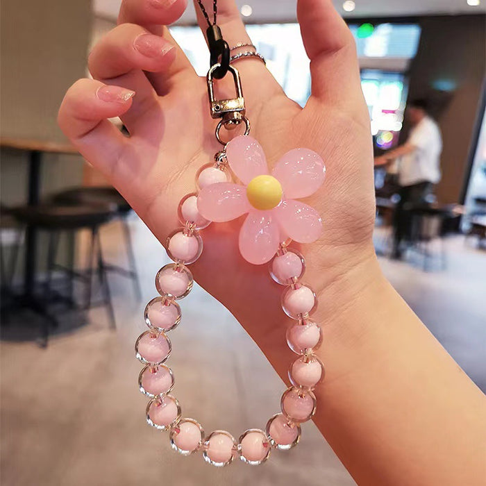 Wholesale beads mobile phone lanyard Japanese handmade beaded flower mobile phone chain