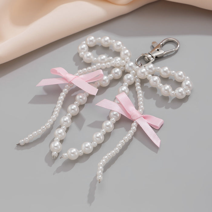Wholesale Jewelry bow keychain pentagram alloy glass bead pendant