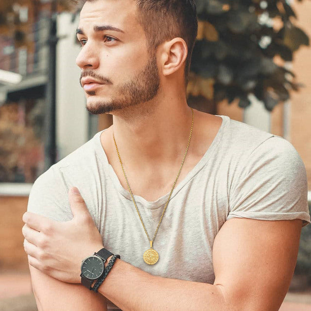 Wholesale Compass travel nautical pendant double chain hip-hop fashion accessories