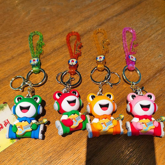 Wholesale Cartoon Music Frog 3D Doll Rubber Keychain JDC-KC-Tingm041