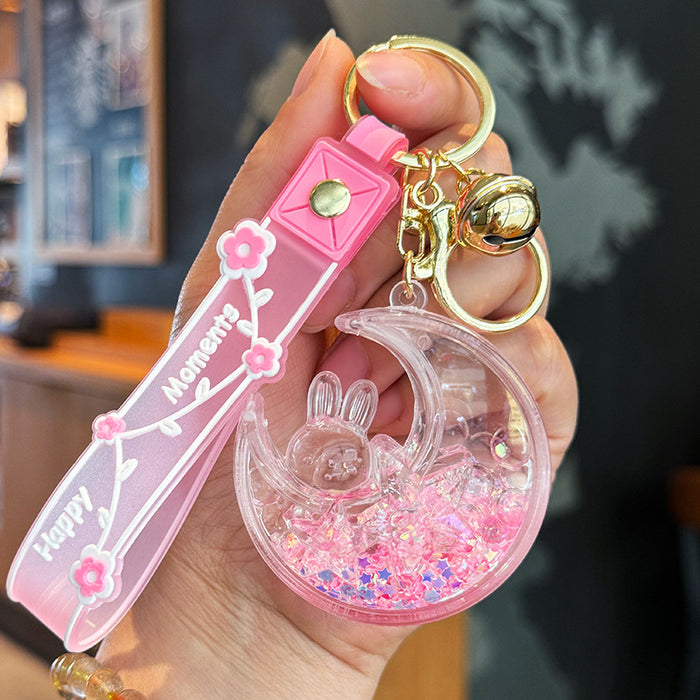 Wholesale Luminous Bubble Bead Star Moon Rabbit Sand Keychain