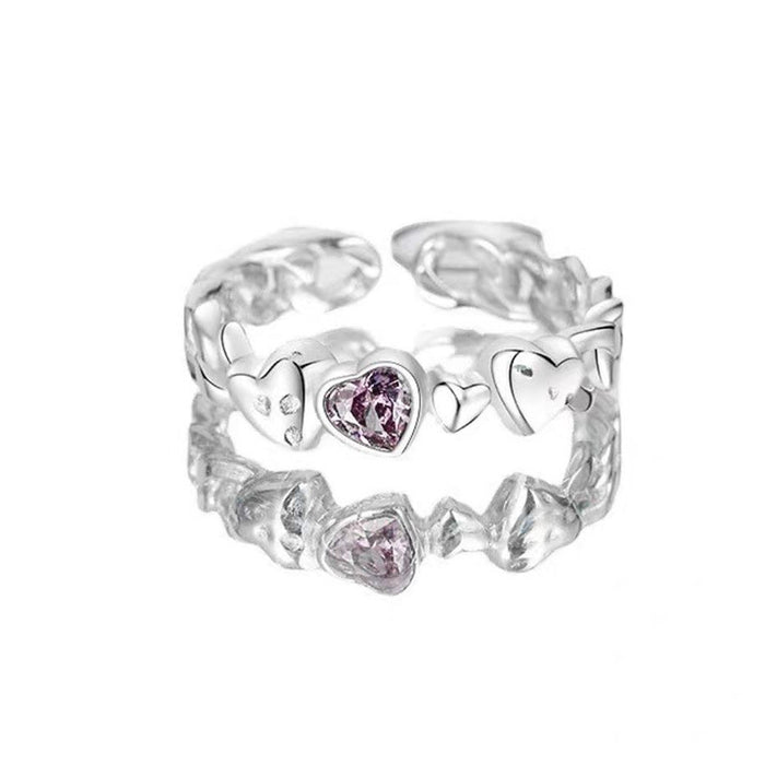 Wholesale Love four pointed star index finger opening ring, niche design, layered ring