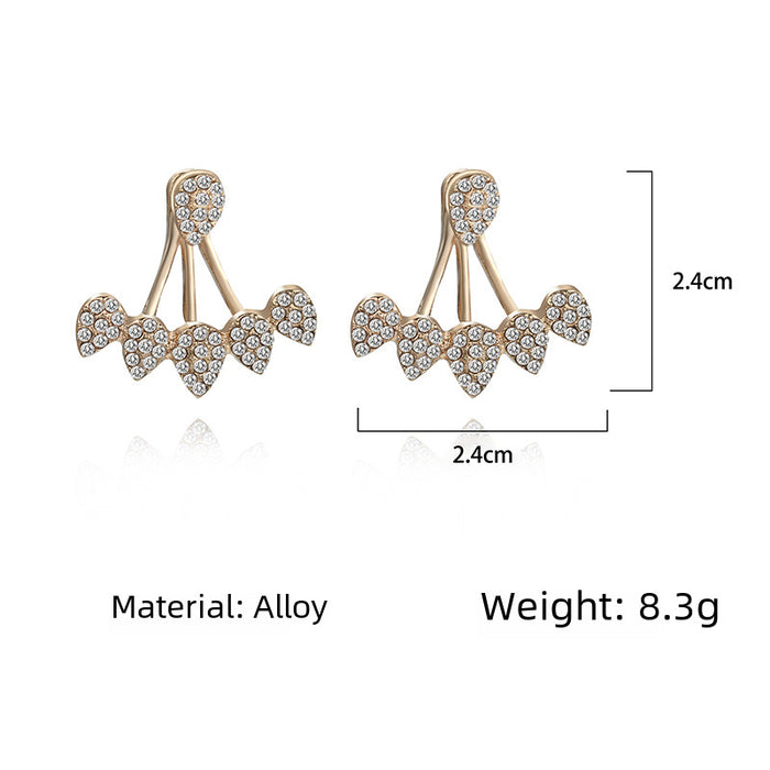 Wholesale Korean Style Zircon Daisy Flower Rear Hanging Earrings European and American Fashion Petal Set Crystal Elegant Simple Earrings for Women