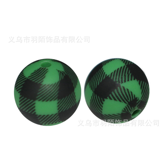 Wholesale 20pcs15mm Colorful Plaid Printed Beads JDC-BDS-HongZhou008