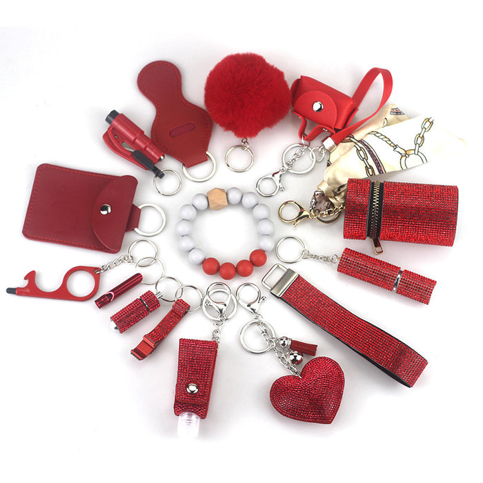 Wholesale Diving Fabric Wool Ball Multifunctional Keychain 15-piece Set JDC-KC-TouMS070