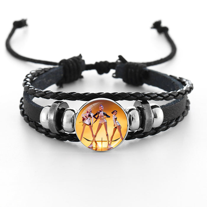 Wholesale KPOP Couple leather braided black bracelet