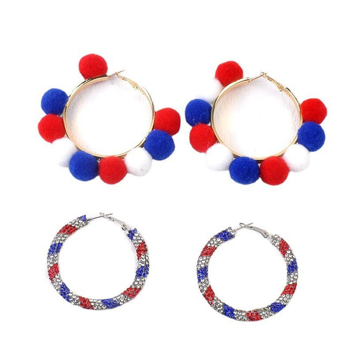 Wholesale American Independence Day Exaggerated Tassel Earrings JDC-ES-XLL003