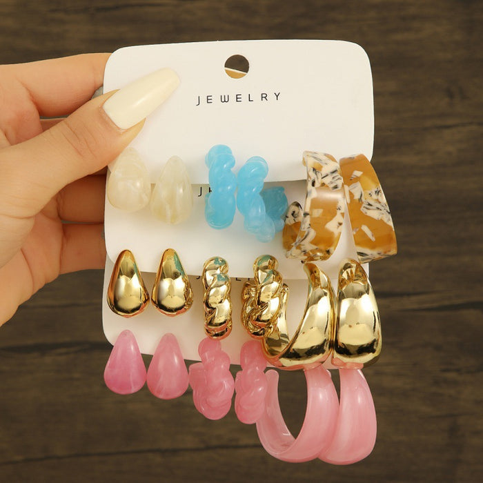 Wholesale Acrylic new high-end gold earring set with earrings and accessories