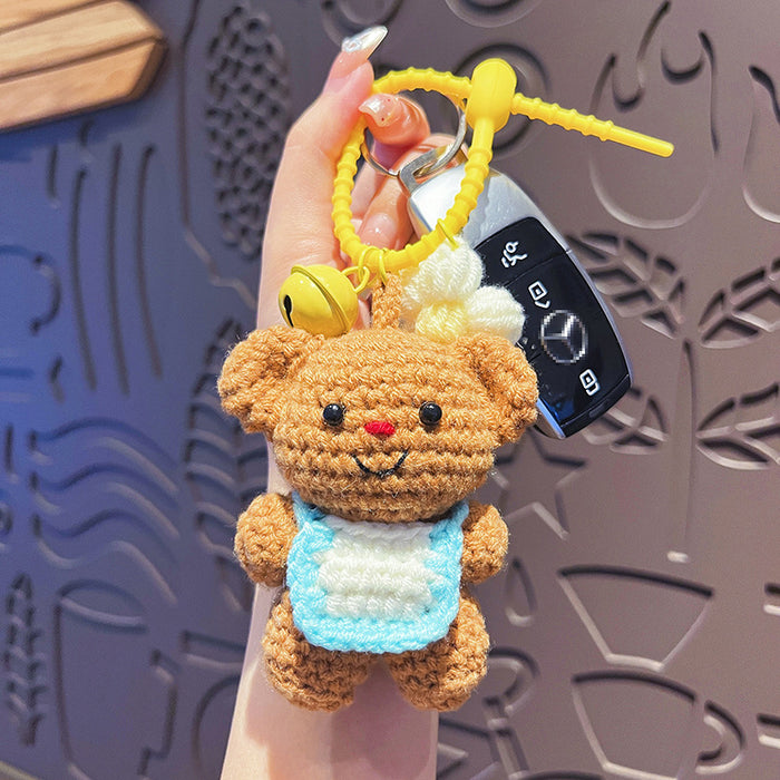 Wholesale Plush Cream Bear Keychain Cute Cartoon Bear Doll Keychain Couple's Bag Small Pendant Small Gift