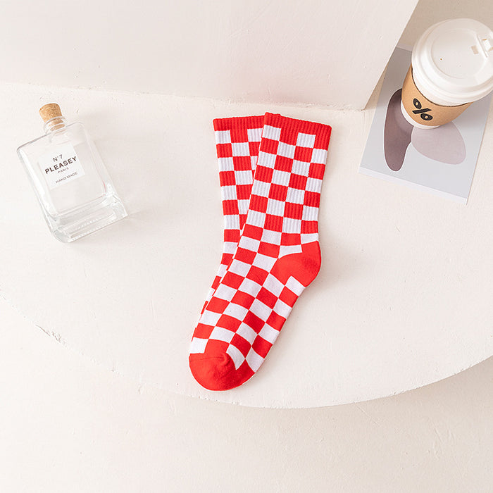 Wholesale Checkerboard Cotton Socks JDC-SK-JiaY017