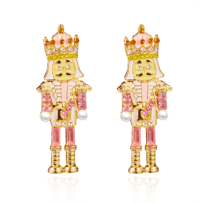 Wholesale Nutcracker Soldier Portrait Earrings Oil Drop Diamond Creative Cartoon Character Earrings
