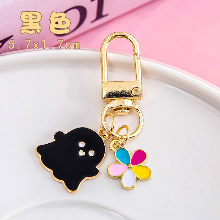Wholesale Halloween Ghost Keychain Metal Alloy Flower Ornament Keychain Pendant