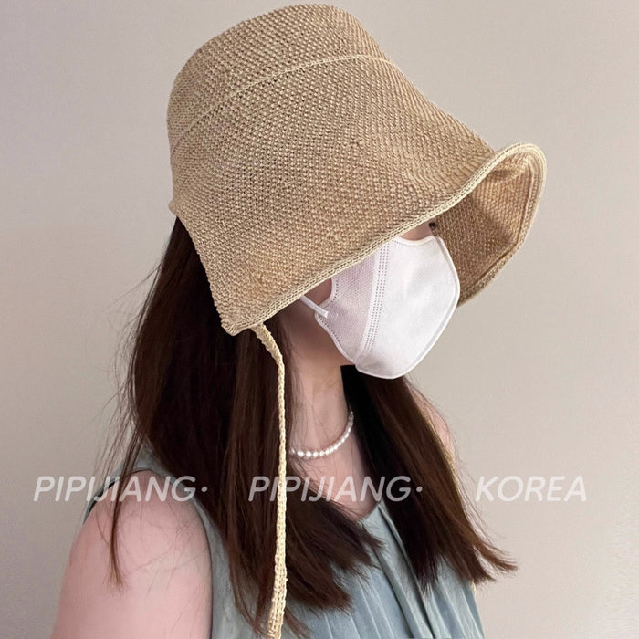 Wholesale Cotton and Straw Sun Hat Summer Big Brim Riding Sun Hat