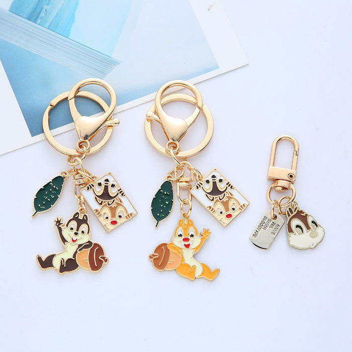 Wholesale Creative Cartoon Squirrel Metal Keychain Cute Animation