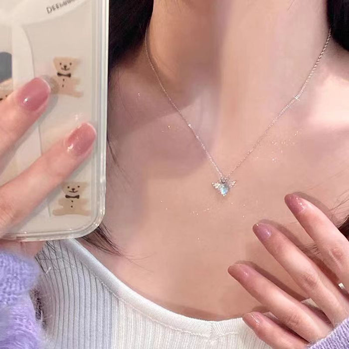 Wholesale Titanium steel necklace, pendant chain, high-end feel, light luxury, niche zircon collarbone chain accessory