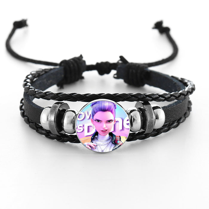 Wholesale KPOP Couple leather braided black bracelet