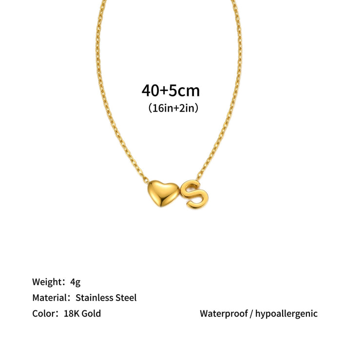 Wholesale Clavicle chain jewelry accessory 26 letter heart pendant titanium steel necklace