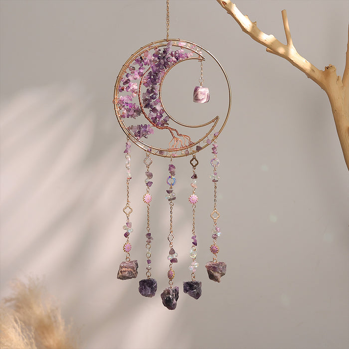Wholesale Tree of Life Sun Catcher Colorful Crushed Stone Crysta Window Decorative Wind Chime