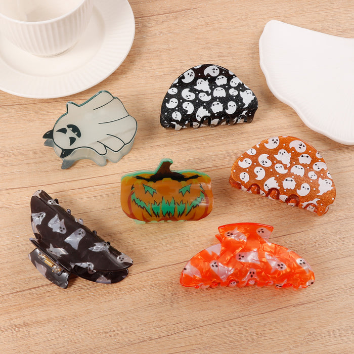 Wholesale PVC  Glow In The Dark Pumpkin Ghost Shark Hair Clip Boutique Resale Hair Accessory