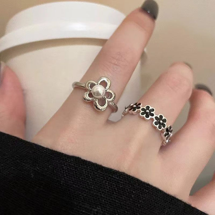 Wholesale Flower opening ring, female sweet retro temperament, index finger ring, high-end and versatile, niche ring