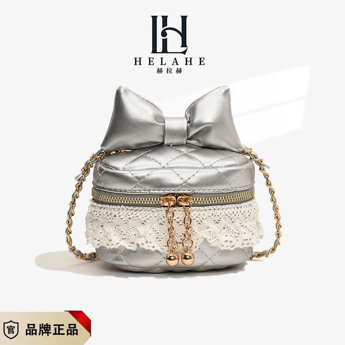 Wholesale New lace bow embroidery thread bucket bag, parent-child chain crossbody bag