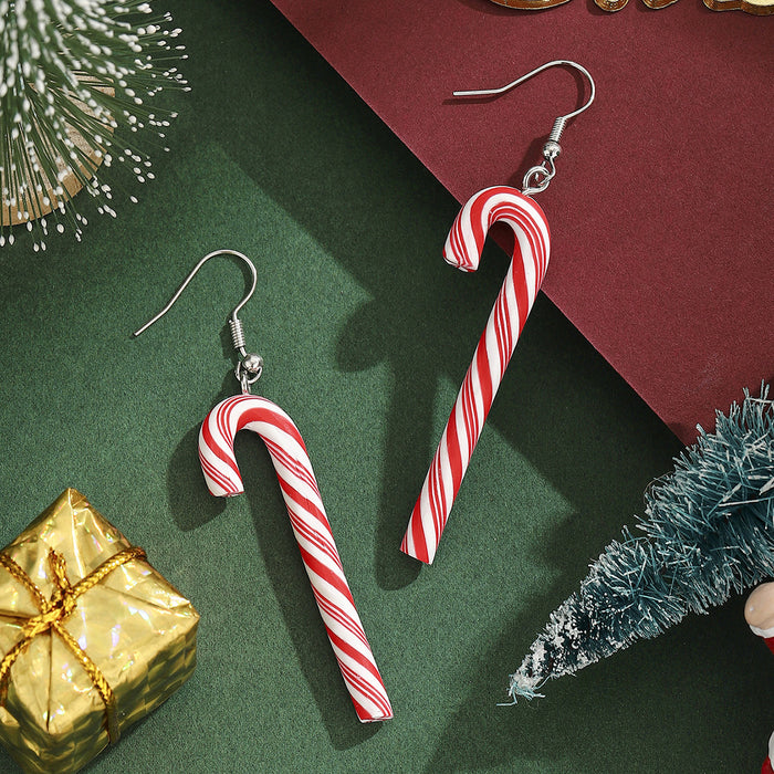 Wholesale Christmas candy cane star earrings
