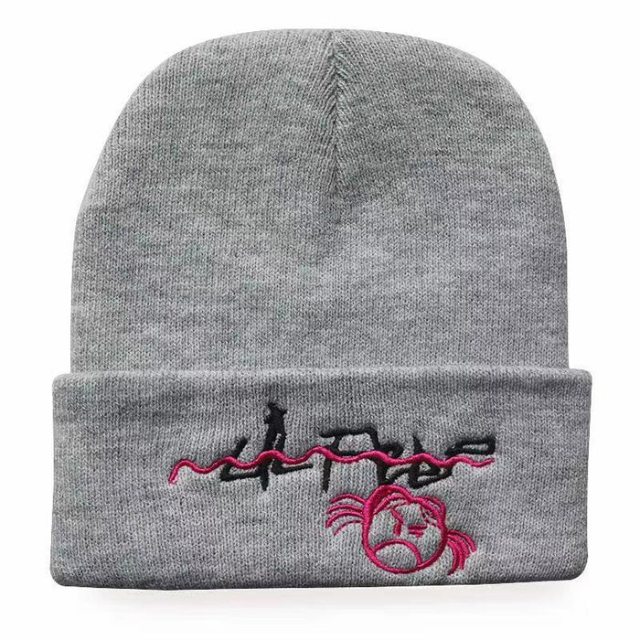 Wholesale Cartoon Girl Embroidery Acrylic Knitted Beanie Hat JDC-FH-LvH027