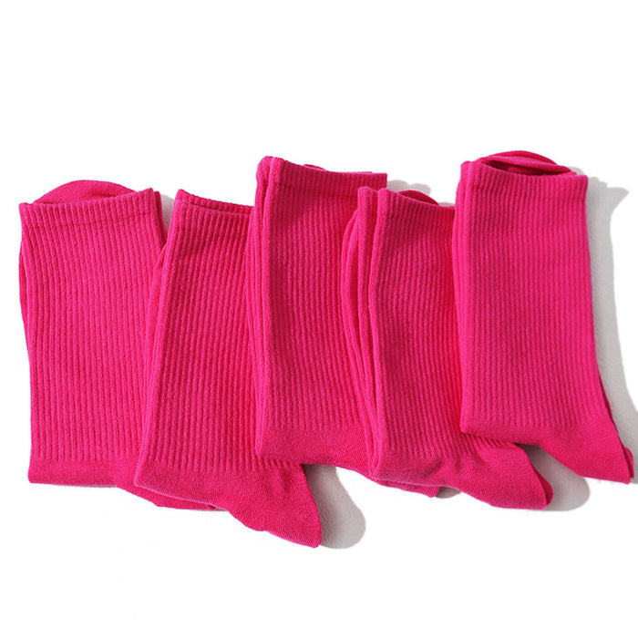Wholesale Fresh women's socks calf mid leg socks solid color long socks student sports skateboard socks