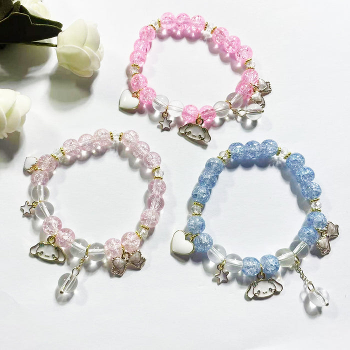 Wholesale Burst Beads Cute Cinnamon Dog Bracelets,  Heart Bow Beaded Bracelets