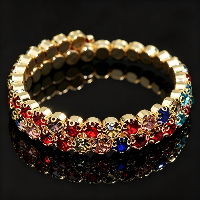 Wholesale Women S Rhinestone Wrap Bracelet Bohemian Style Double Row Silver Sparkling Geometric Cuff Jewelry Accessory