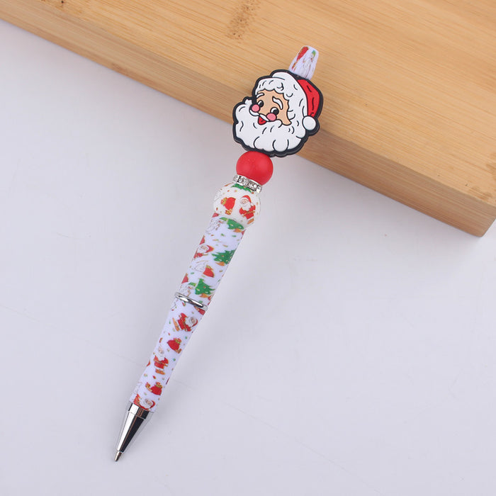 Wholesale Cartoon Christmas Santa Claus Silicone Plastic Bead Pen JDC-PN-GuangTian010